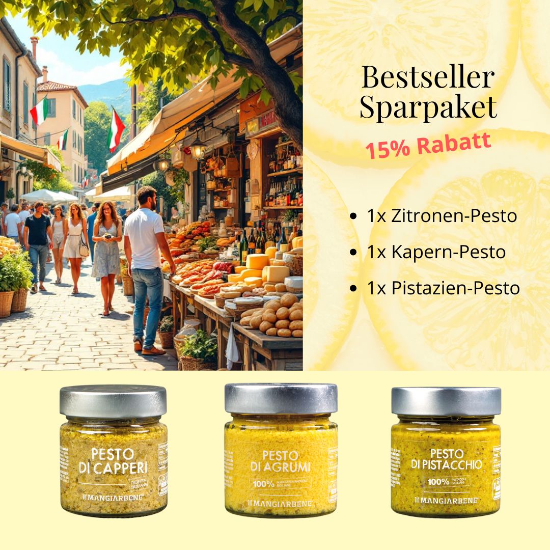 Zitronen-Pesto, Kapern-Pesto, Pistazien-Pesto