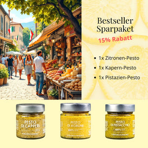 Zitronen-Pesto, Kapern-Pesto, Pistazien-Pesto