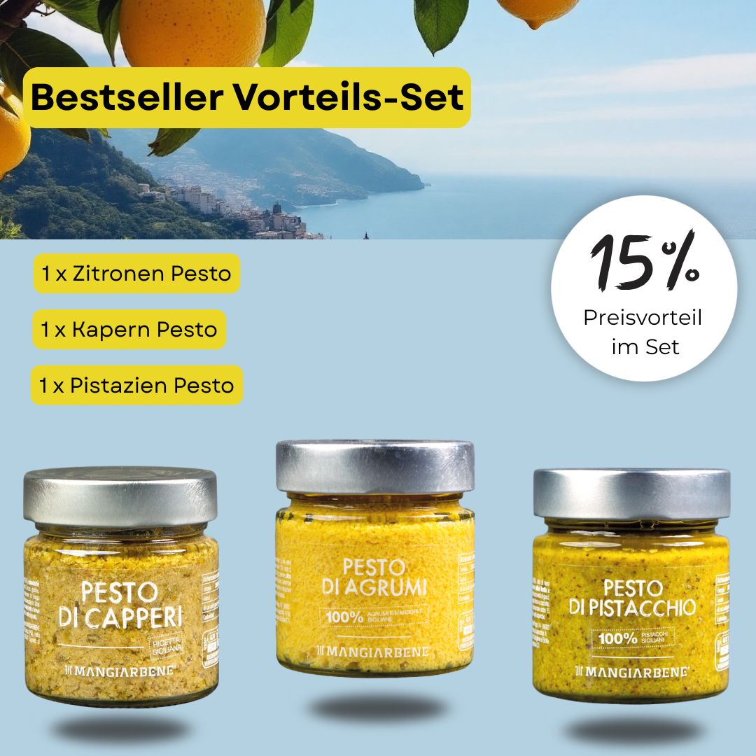 Bestseller-Sparpaket: Zitronen-, Kapern- und Pistazien-Pesto