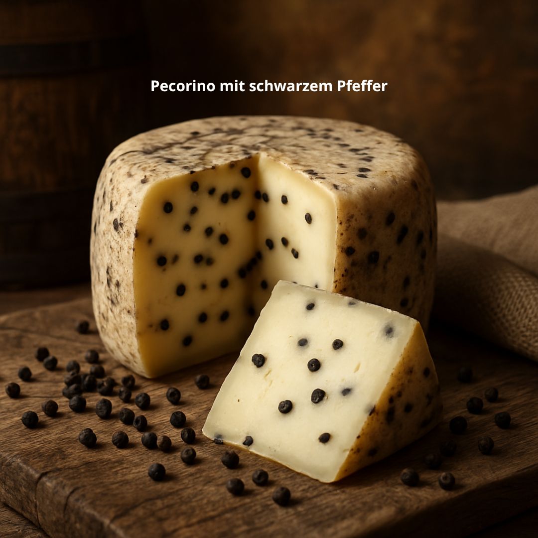 Pecorino al Pepe, 300g – Würziger Schafskäse mit schwarzem Pfeffer