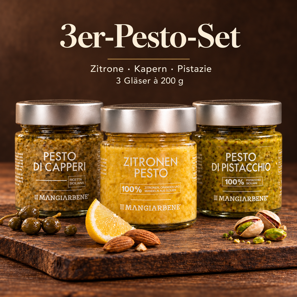 Bestseller-Sparpaket: Zitronen-, Kapern- und Pistazien-Pesto