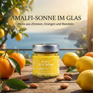 Pesto aus Zitronen, Orangen und Mandeln